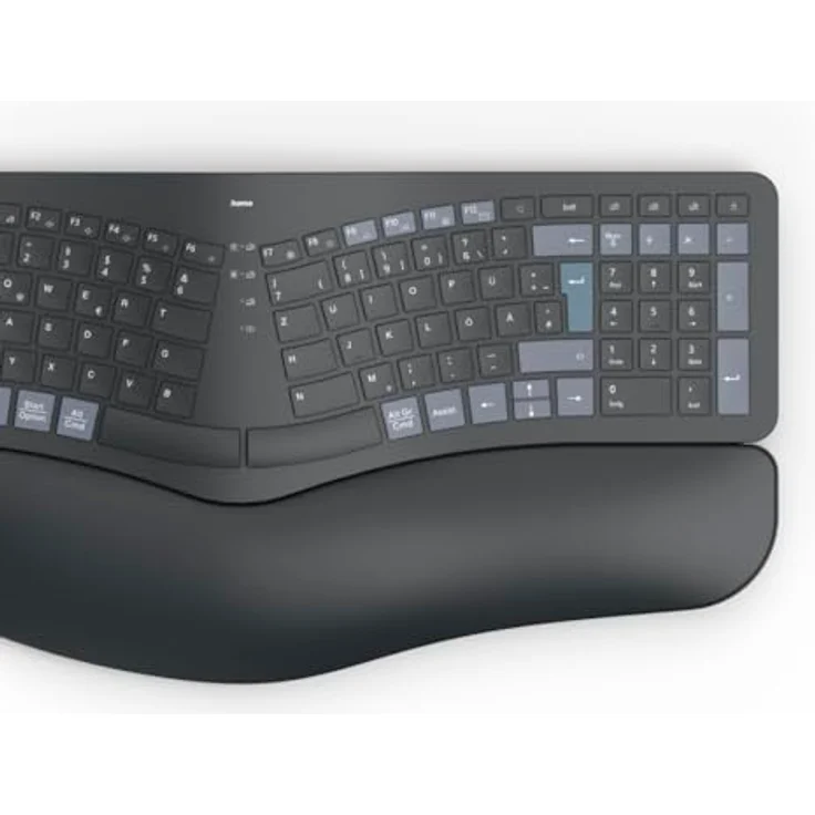 Hama WK-900 Ergo Multi-Device-Tastatur kabellos schwarz, ergonomisch geformt, dimmbare Hintergrundbeleuchtung, gepolsterte Handballenauflage – Bild 23