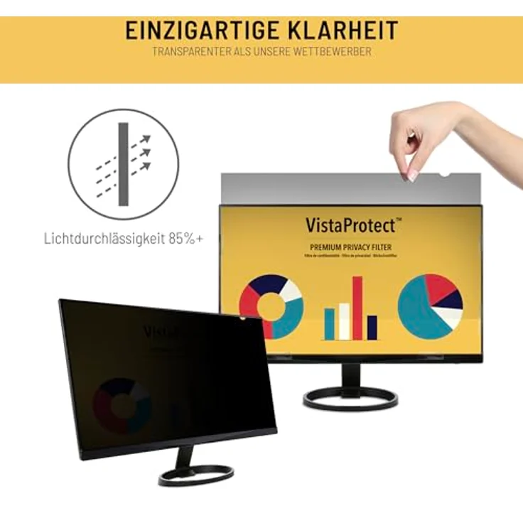 VistaProtect Premium Blickschutzfilter, Privacy Filter & Blickschutzfolie für Computermonitore (23.6³ Zoll) – Bild 7