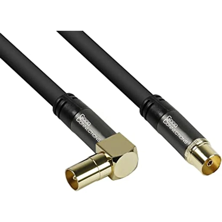 Good Connections GC-M2072 SmartFLEX TV Winkel-Antennenkabel, 1,5 m, IEC-Koax Stecker gewinkelt an Buchse, 4-fach geschirmt-120dB-75 Ohm, vergoldete Anschlüsse Schwarz – Bild 2