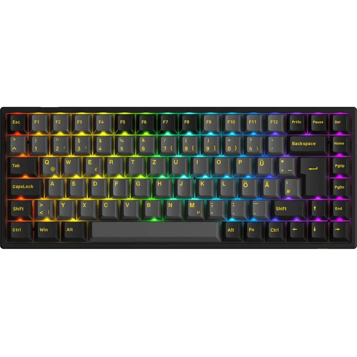 Akko Black & Gold 3084B Plus Gaming Tastatur, RGB – Akko V3 Cream Yellow Pro Switches, ISO DE, Hot-Swap-fähig, Bluetooth 5.0, schwarz & gold
