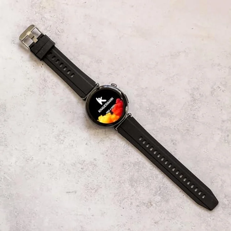 Knauermann PRO 4 MINI (2026) Rund Schwarz - EKG Gesundheitsuhr mit Blutdruck-, Puls- und Blutsauerstoffmessung, Schlafanalyse, Telefonie, IP67, 41 mm AMOLED-Display, Silikon Schwarz – Bild 4