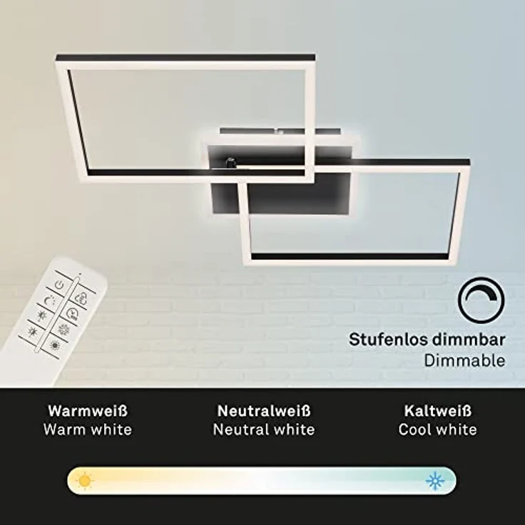 BRILONER Leuchten - LED Deckenleuchte dimmbar mit Fernbedienung und Nachtlichtfunktion, 40 W, Schwarz – Bild 3