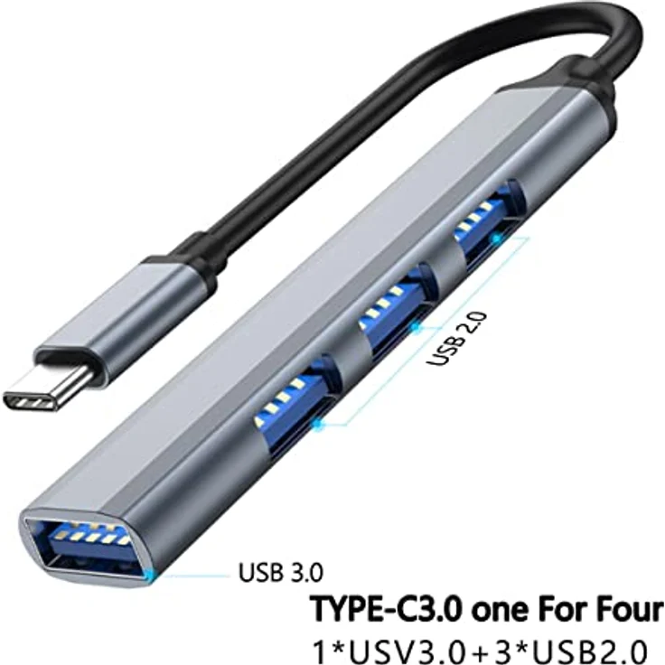 Hub USB C 3.0 auf USB Adapter mehrfachstecker 4 Port Datenhub USB Hub Docking Station mit 1*USB 3.0 und 3*USB 2.0, Hub USB für MacBook, Flash Drives,Notebook PC,Mobile HDD und mehr Typc C Geräten – Bild 5