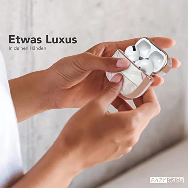 EAZY CASE AirPods Pro Hülle Pink Hard Case Stoßfest mit Karabiner Rosé Marmor Design, rutschfest und antikratz - für Airpod Pro 1. Generation – Bild 3