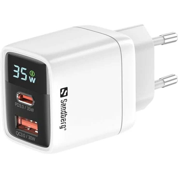 Sandberg 2in1 Charger 1xUSB-C 1xUSB 35W, Handy-Ladegerät mit 35W Leistung