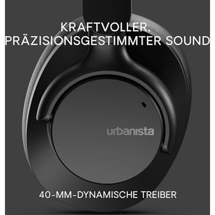 Urbanista Valencia Bluetooth Kopfhörer Over-Ear, Active Noise Cancelling, 50h Spielzeit, Hi-Res Audio, Deep Bass, Verbindung von 2 Geräten, Schwarz – Bild 3