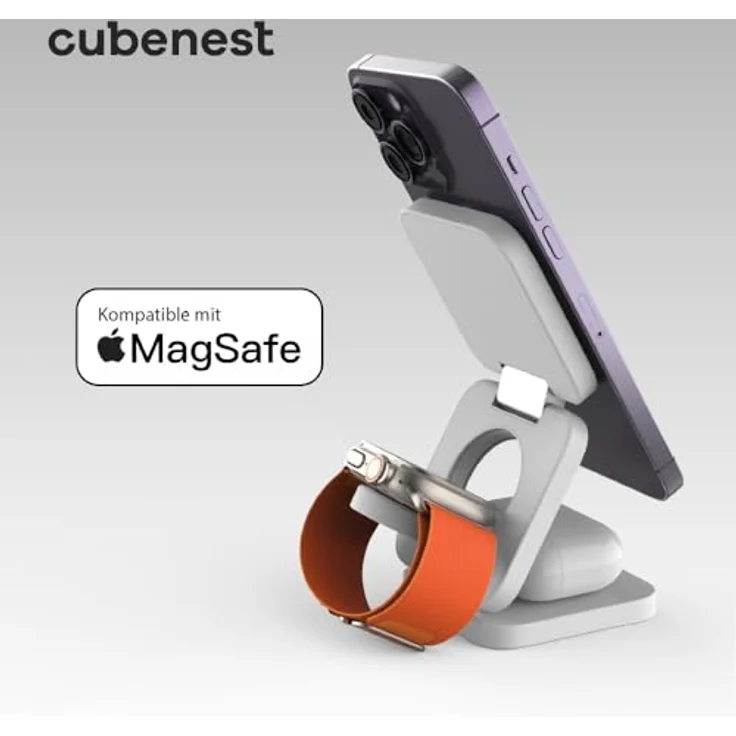 CubeNest 3in1 Faltbares Magnetisches Kabelloses Ladegerät E310 | 360° Rotation, 20W Schnellladefunktion | Kompakt – Bild 3