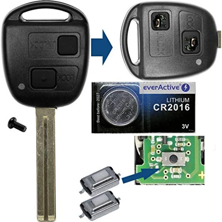 mt-key Auto Schlüssel Set 2 Tasten mit TOY40 und Tastenfeld, inkl. 3V CR2016 Knopfzelle, für Lexus GS, LS, IS, RX Modelle – Bild 3