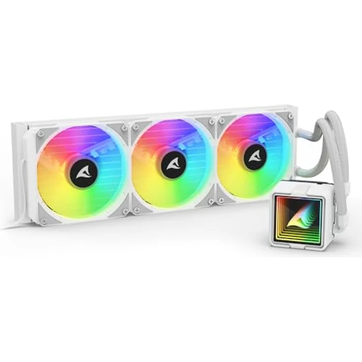 Sharkoon S100 ARGB AIO White, Wasserkühlung mit RGB-Beleuchtung und hohen Kühlleistung – Bild 1