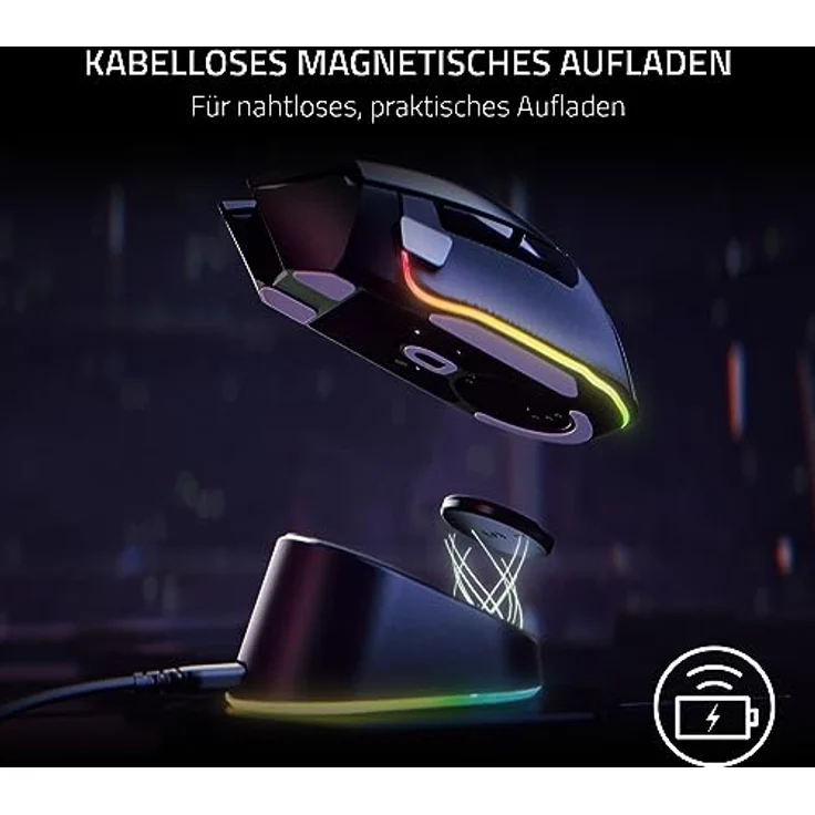 Razer Mouse Dock Pro & Charging Puck - (Magnetische drahtlose Ladestation, Hyperspeed 4K, 8 RGB Chroma Beleuchtung & Modul für kompatible Mäuse) - Schwarz, RZ81-01990100-B3M1 – Bild 2