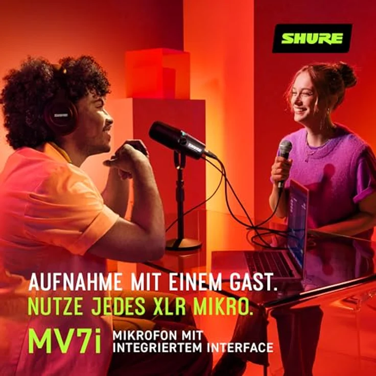 Shure MV7i Smart Podcast- und Mikrofon + Audio-Interface – Dual-XLR-Anschlüsse, USB-C, Voice Isolation Technologie – Bild 4