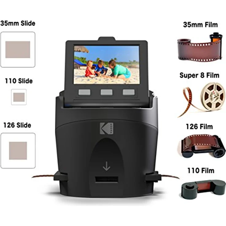 Kodak Digital Film Scanner, Konvertiert Negative und Filmdias 35mm, 126, 110, Super 8 und 8mm in JPEG inkl. großem neigbarem 3,5-Zoll-LC-Display und EasyLoad-Filme – Bild 2
