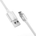 JAMEGA 1m Premium Micro USB Kabel | Nylon geflochtenes USB Ladekabel für Micro USB Geräte kompatibel mit Samsung, HTC, Huawei, Sony, Nokia, Kindle, PS4 XBOX Controller – Weiß
