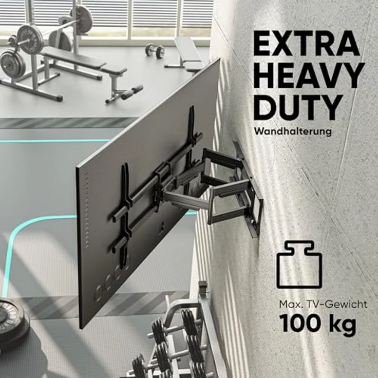 ONKRON M10-B TV Wandhalterung schwenkbar für 42-120 Zoll TV bis zu 100 kg, Ultra Slim ausziehbar & neigbar, max VESA 1000x600, Schwarz – Bild 3