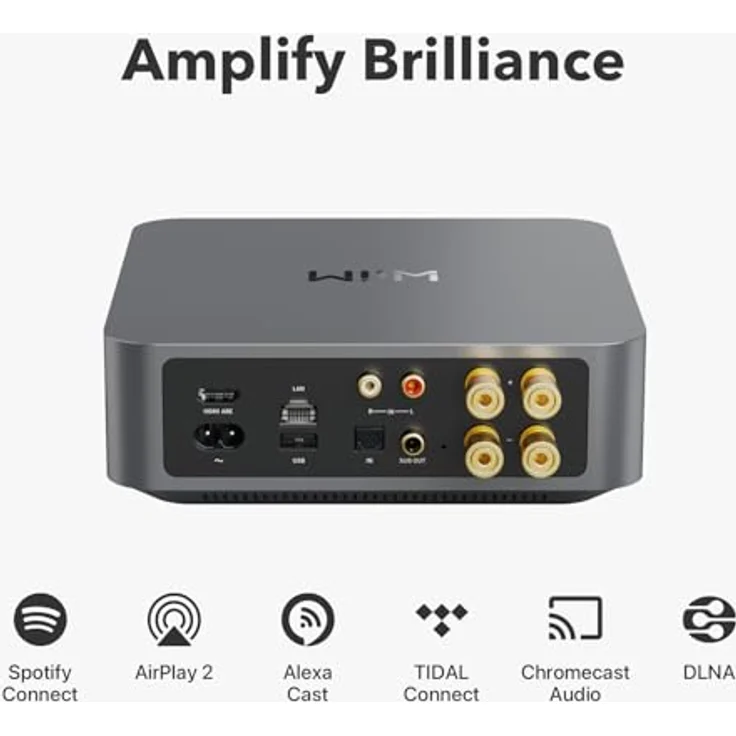 WiiM Amp: Multiroom-Streaming-Verstärker mit AirPlay 2, Chromecast, HDMI & Sprachsteuerung - Streamen Sie Spotify, Amazon Music, Tidal & mehr - Space Grau – Bild 2