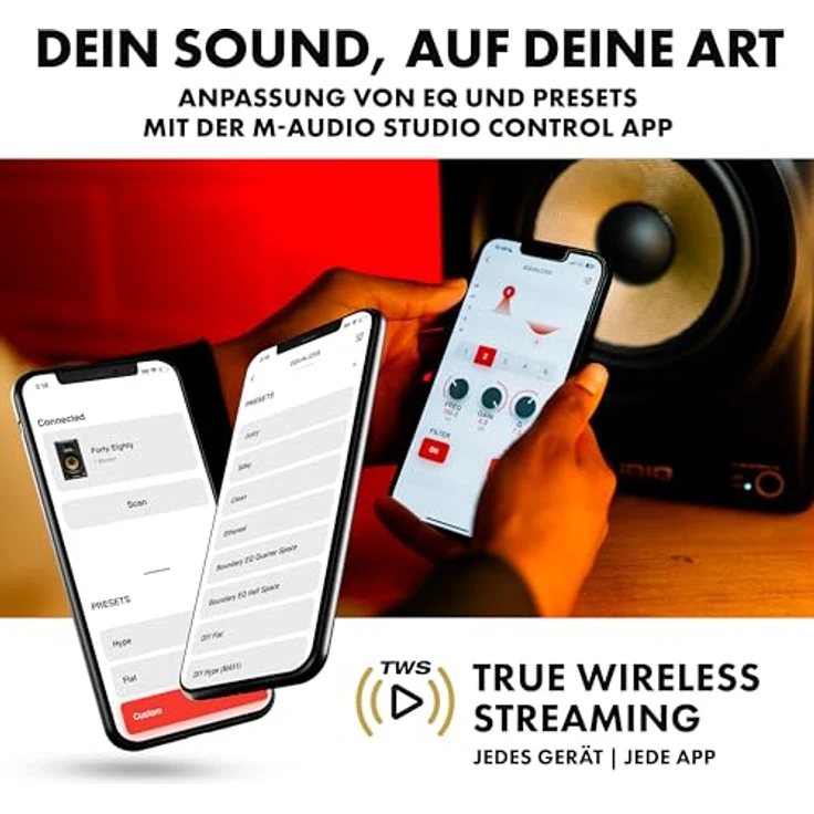 M-AUDIO Forty Eighty, 8 Zoll Studio Monitor Lautsprecher mit 150W Bi-Amp-Power, DSP Frequenzweiche, EQ, Steuerungs-App und Bluetooth 5.3 – Bild 5