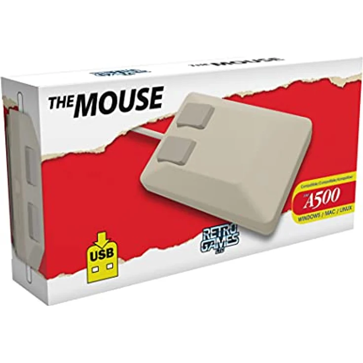 Retro Games The A500 Mini Mouse (Kabelgebunden), Maus, Beige – Bild 1