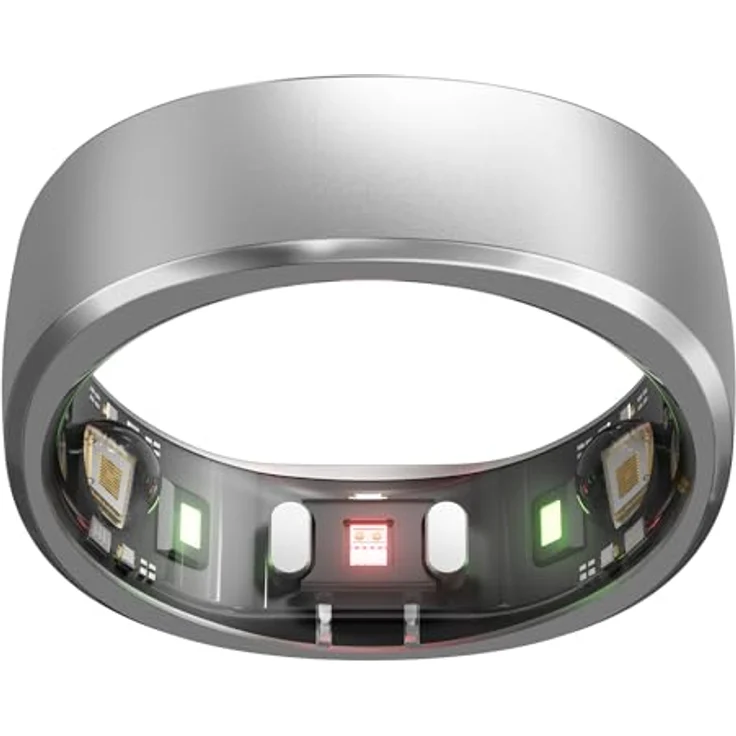 RingConn Smart Ring ohne App-Abonnement, Größe zuerst mit Größen-Set, 7 Tage Akkulaufzeit, Aktivitäts- und Schlaf-Tracker/Stress-/Herzfrequenz-Monitor, kompatibel mit iOS und Android (Silber, Größe 13) – Bild 1