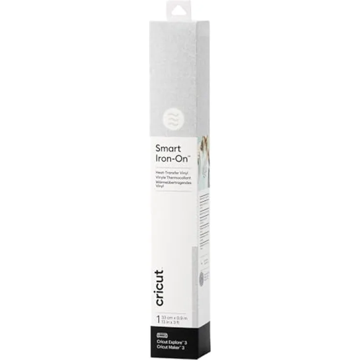 Cricut Smart Iron-On™ Folie Silber, Glitzereffekt, 33 x 90 cm, ohne Schneidematte, waschbar bis 50 Wäschen
