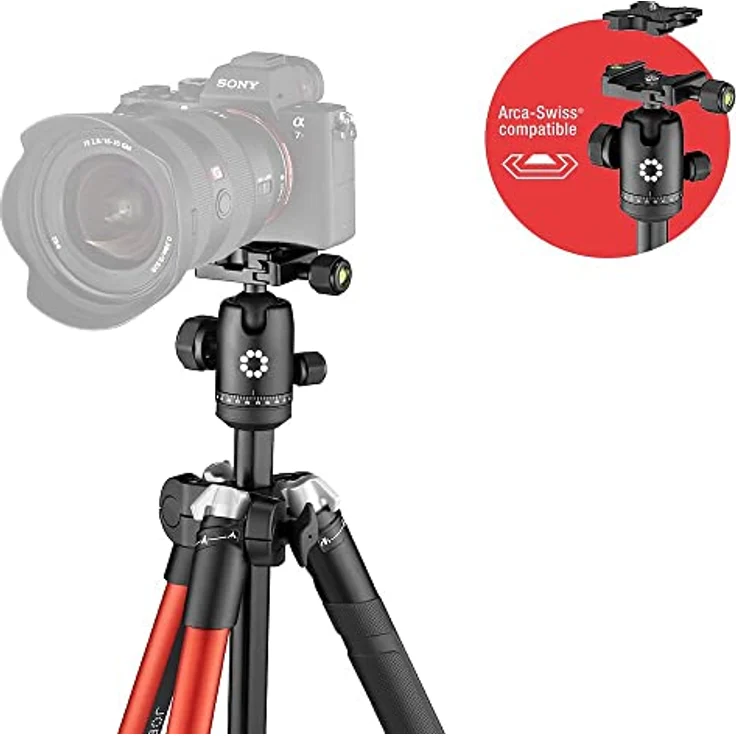 JOBY RangePod, rotes Alu-Reisestativ für Kamera/Smartphone mit Kugelkopf, Smartphone-Klemme und Tasche, für spiegellose, CSC, DSLR, Tik Tok Gadget, YouTube zubehör, Vlog, Video-Anrufe, Vlogger – Bild 4