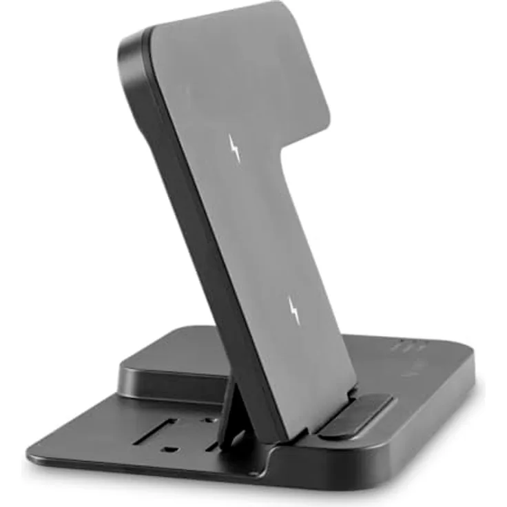 X4-LIFE Qi-Ladestation Power-Hub für Smartphones, Kopfhörer & Apple Watch mit blauem LED-Indikator für Ladezustand, gleichzeitig kabelloses Laden, max. Ladedistanz 2-6 mm