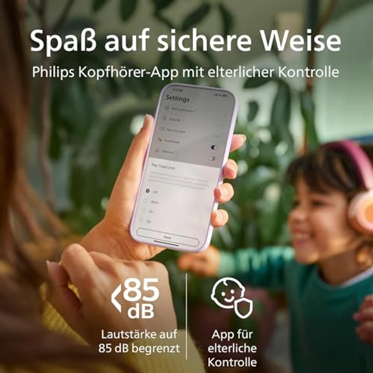 Philips TAK4200MP, kabelloser Bluetooth-Kopfhörer für Kinder, ohraufliegend, zusammenklappbar, 45 Std. Wiedergabe, lautstärkenbegrenzt, mit USB-C-Kabel – Magenta Purple – Bild 4