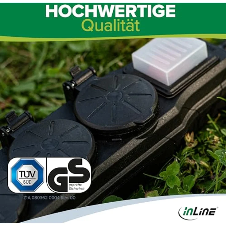 InLine 3-Fach Steckdosenleiste, Outdoor, IP44, 5m mit beleuchtetem EIN/Aus Schalter und erhöhtem Berührungsschutz, robust und langlebig, 16493P – Bild 3