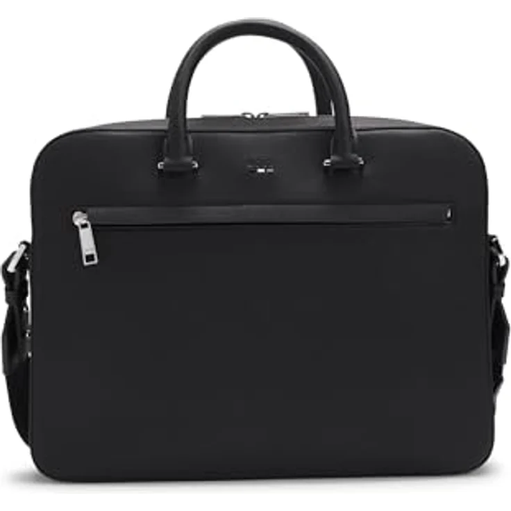 BOSS Aktentasche Ray S, Document-Bag, Messengerbag, Trolley-Aufsteck-System in genarbtem Kunstleder, schwarz – Bild 2