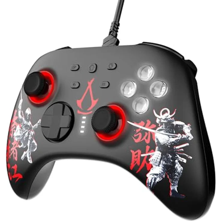 Trade Invaders Wired PC Controller - Assassin's Creed Shadows, ergonomischer Gaming-Controller für PC, Switch und Android, schwarz-rot, 3 Meter Kabel – Bild 5