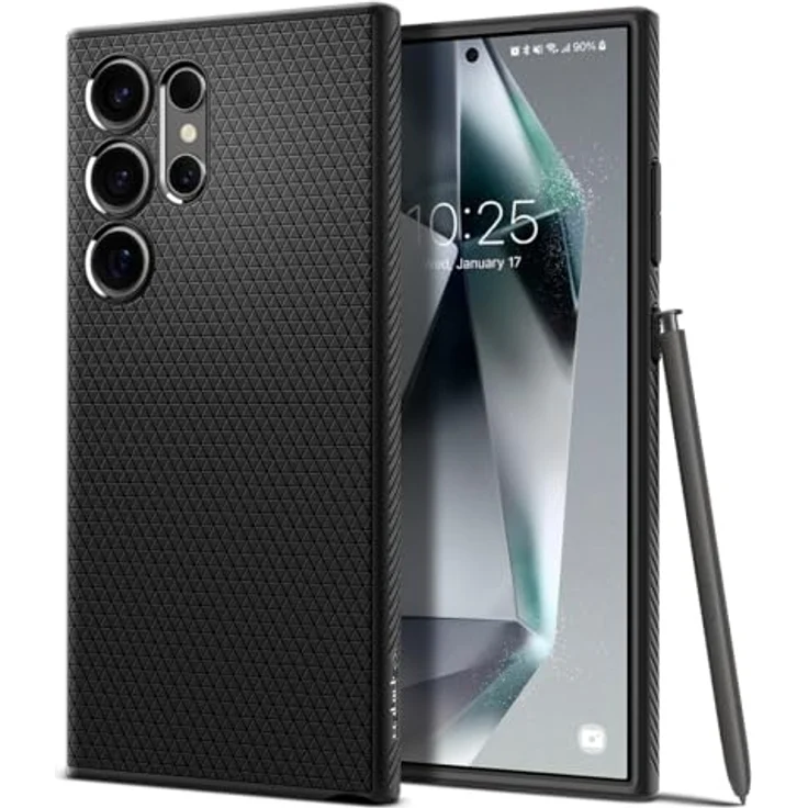 Spigen Liquid Air Hülle Kompatibel mit Samsung Galaxy S24 Ultra -Schwarz Gemustertes TPU mit Air Cushion Technologie – Bild 1