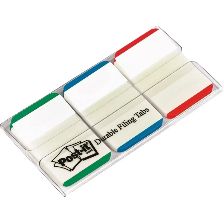 Post-it Notes Haftnotizblock Index Strong, 25,4x38mm, grün/blau/rot, 66 Blatt mit weißer Schreibfläche