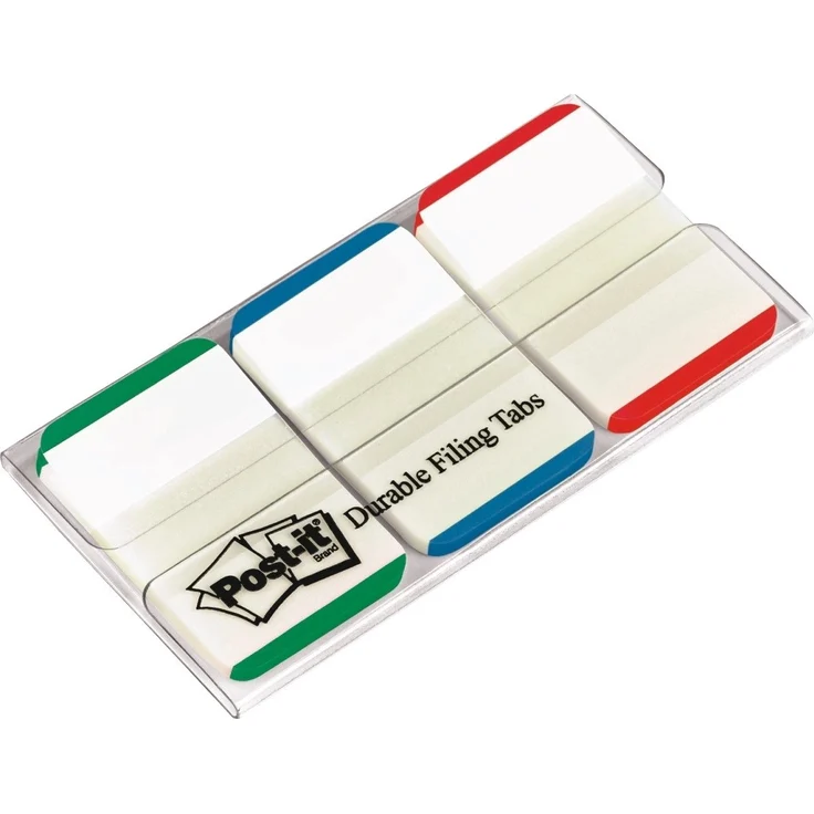 Post-it Notes Haftnotizblock Index Strong, 25,4x38mm, grün/blau/rot, 66 Blatt mit weißer Schreibfläche