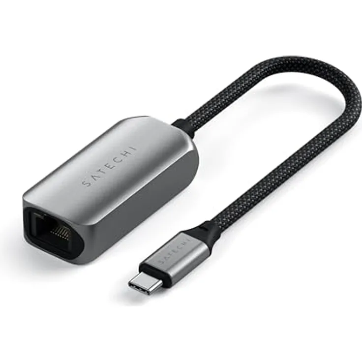 Satechi USB-C 2.5 Gigabit Ethernet Adapter, Hochgeschwindigkeits-Internetverbindung, Aluminiumgehäuse, 35,6 g, Silber