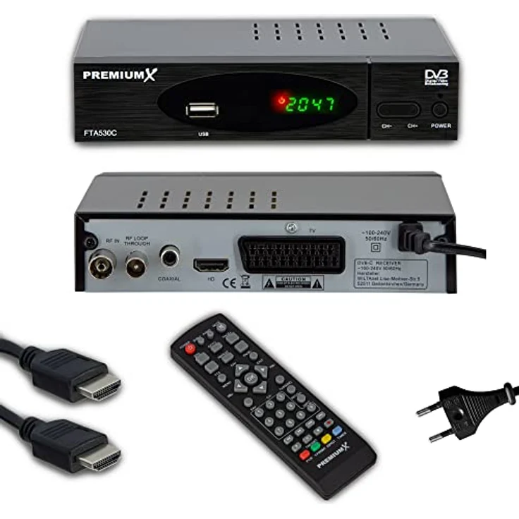 PremiumX DVB-C FTA 530C Kabel Receiver mit FullHD, Auto Installation, USB Mediaplayer, HDMI und SCART-Anschluss, 4000 Programmspeicherplätze – Bild 5