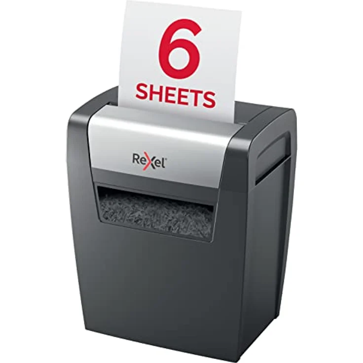 Rexel Aktenvernichter Momentum X406, Sicherheitsstufe P4, Partikelschnitt, 6 Blatt Kapazität, 15L Abfallbehälter, Schwarz, 2104569EU – Bild 2