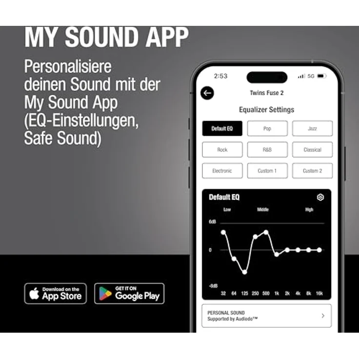 Fresh 'n Rebel Twins Fuse 2, Wireless In-Ear Kopfhörer mit Noise Cancelling, 36h Akku, Bluetooth 6.0, 2 Mikrofone, spritzwassergeschützt (Storm Grey) – Bild 4
