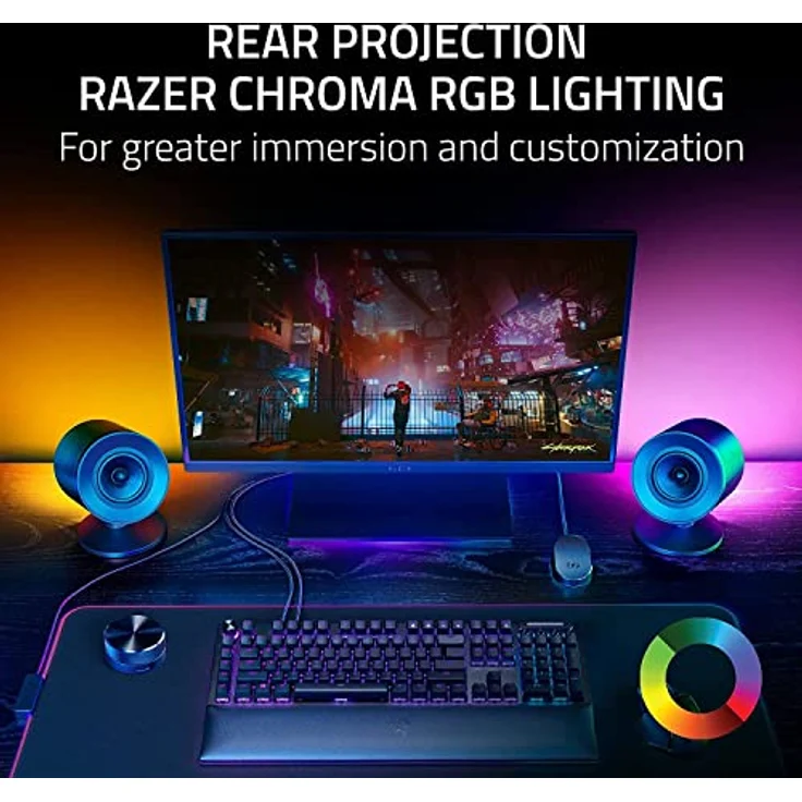 Razer Nommo V2 Pro - Full-Range-2.1-Gaming-Lautsprecher für PC mit kabellosem Subwoofer (3-Zoll-Full-Range-Treiber mit Aluminium-Phase-Plugs, Nach Unten Abstrahlender Subwoofer) Schwarz – Bild 5