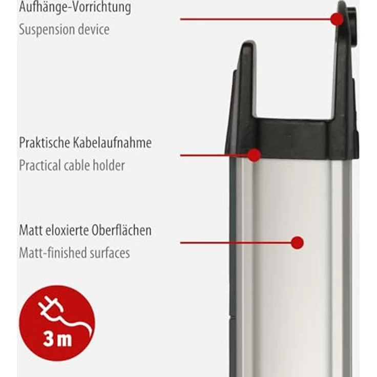 Brennenstuhl Premium-Alu-Line, Steckdosenleiste 12-fach - Steckerleiste aus hochwertigem Aluminium (mit 2 Schaltern für je 6 Steckdosen und 3m Kabel, Made in Germany) silber-schwarz – Bild 3