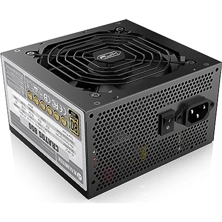 Raijintek CRATOS 850, Vollmodulares ATX Netzteil mit 850W, 80PLUS Gold, PCIe Gen 5.1, Schutzfunktionen, Schwarz, 5 Jahre Garantie