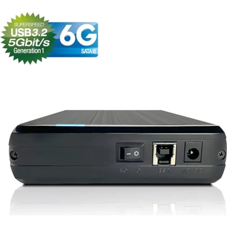 Fantec DB-G35U3-6G USB3.2 Gen1 Festplattengehäuse für 1x 3,5 Zoll SATA Festplatte, Transferraten bis 5Gbit/s, UASP, Aluminium, schwarz – Bild 3