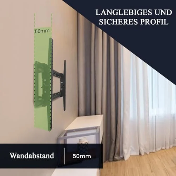 MK-Digital TV-Wandhalterung für 32-75 Zoll (81-189cm) Bildschirme bis zu 40kg Max VESA 600x400mm, Neigbar, Universal TV Halterung für Flach und Curved Fernsehen, Schwarz – Bild 5