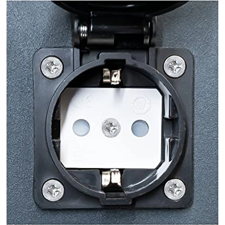 Grafner Gartensteckdose Steckdosensäule anthrazit mit Dämmerungssensor und Edelstahl – Bild 6