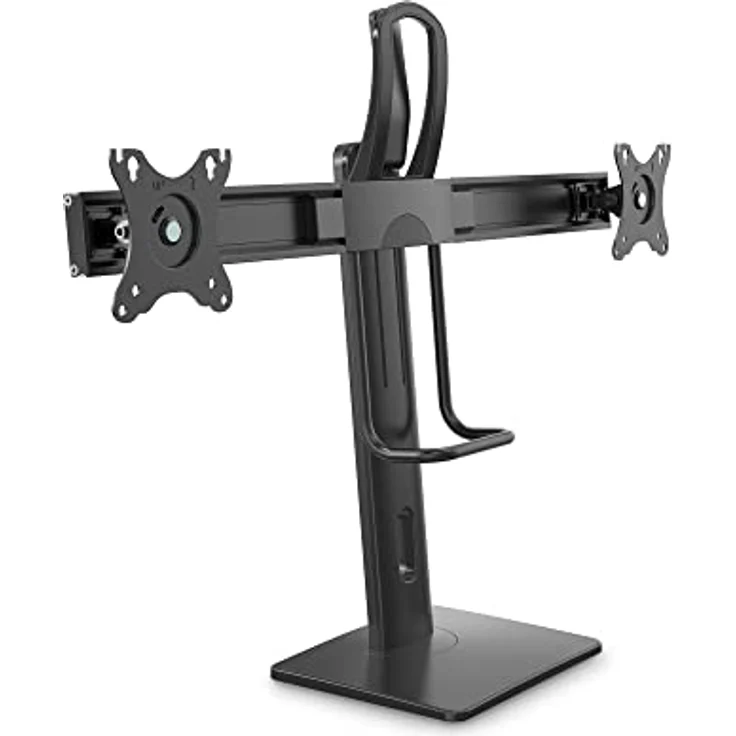 PureMounts® Monitor-Halterung für Zwei Bildschirme, 2X VESA 75x75 bis VESA 100x100 Monitor-Aufnahme, stufenlos Höhenverstellbar, neigbar, schwenkbar, drehbar, schwarz – Bild 1