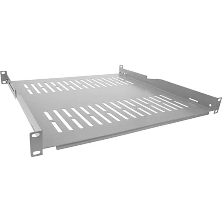 InLine 19" Fachboden, 450mm, 50kg, 1HE, RAL 7035 grau, strapazierfähiger Server-Zubehör aus pulverbeschichtetem Stahl – Bild 1