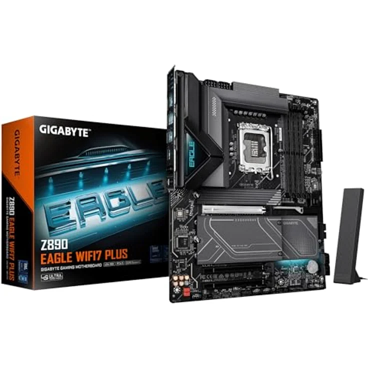GIGABYTE Z890 EAGLE WIFI7 PLUS Mainboard, Intel Z890, LGA1851 Sockel, 14+1+2-Phasen-VRM, bis zu 9466 MHz DDR5, ATX, Wi-Fi 7, 2.5-GbE-LAN, USB 4 – Bild 1