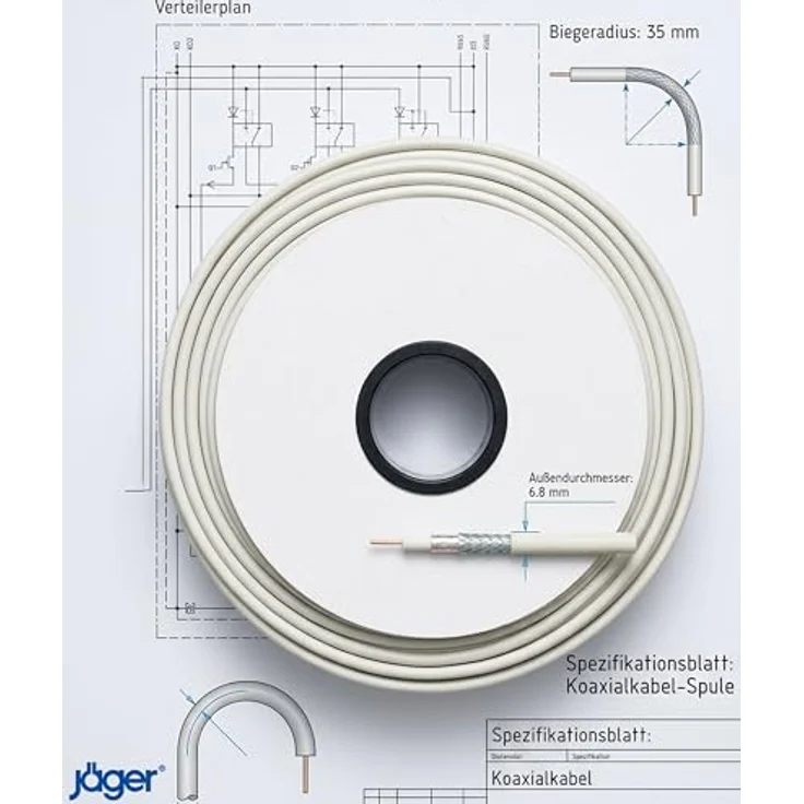 Jäger Direkt 319.720.500 Koaxialkabel 75Ω, 90 dB, 500m Rolle für TV-, SAT- und Antennensignale – Bild 5