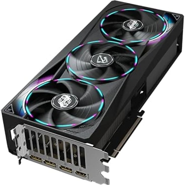 Gigabyte AORUS GeForce RTX 5070 Master 12G Grafikkarte - 12GB GDDR7, 192 Bit, PCI-E 5.0, 2715 MHz Core Clock, 3 x DP 2.1a, 1 x HDMI 2.1b, NVIDIA DLSS 4, RGB Halo, GV-N5070AORUS M-12GD - mit WINDFORCE Kühlsystem in schwarz – Bild 4