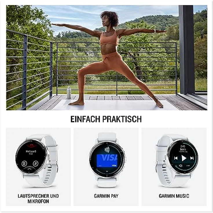 Garmin Venu 3 – GPS-Fitness-Smartwatch mit Bluetooth Telefonie und Sprachassistenz, Ultrascharfes 1,3 Zoll/ 1,1 Zoll AMOLED-Touchdisplay, Fitnessfunktionen, Garmin Music, Garmin Pay und Rollstuhlmodus, 22mm, Schwarz/Schiefergrau – Bild 4