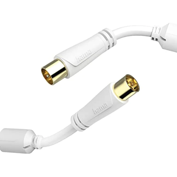 Hama Antennen-Anschlusskabel, Koax-Stecker zu Koax-Kupplung, 1,5 m, Weiß, 100 dB, vergoldete Kontakte