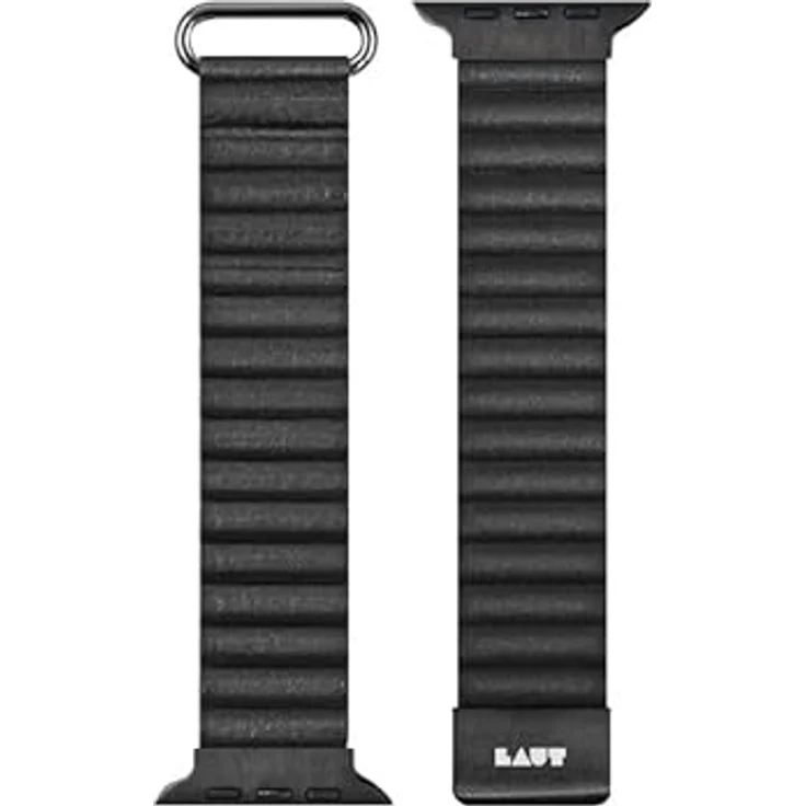 LAUT Novi Luxe, Armband für Apple Watch 42/44/45/49mm, Kunstleder, schwarz – Bild 1